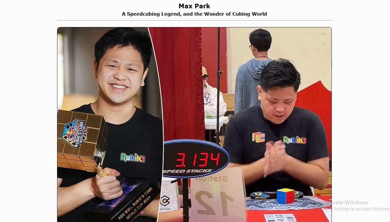 Max Park, The Speedcubing Legend